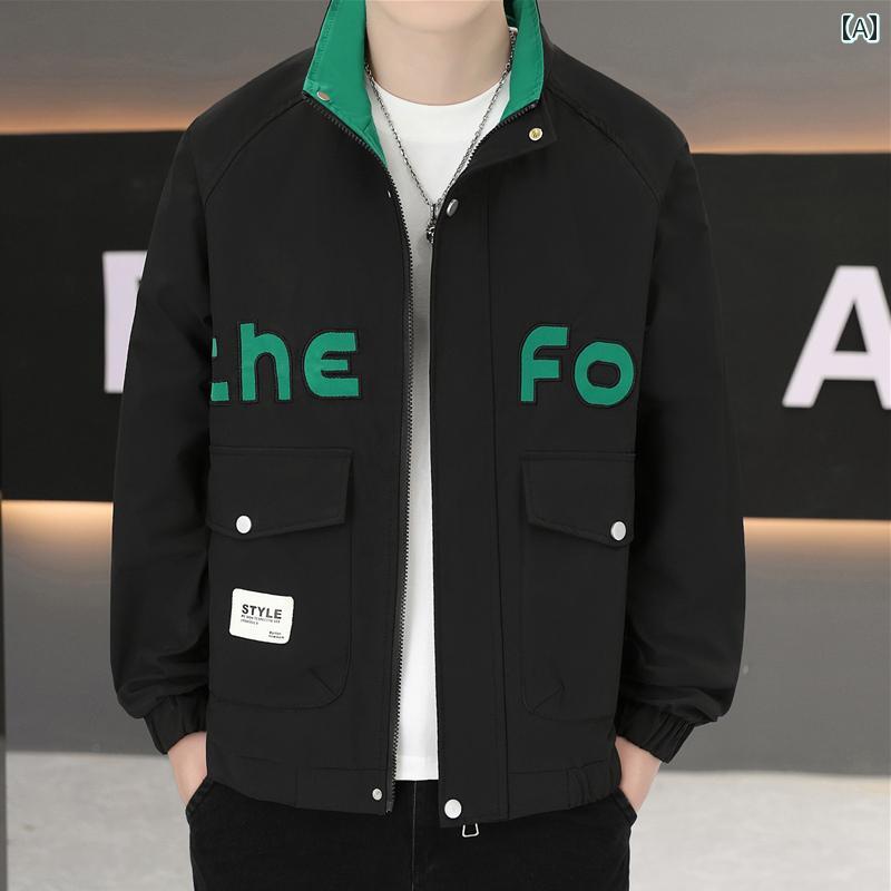 春 コーデ メンズ 服 シンプル ファッション オシャレ 大人 かっこいい 大きいサイズ ストリート 紳士服 ジャケット 韓国スタイル スリム スタンドカラー 薄手 ジャケット