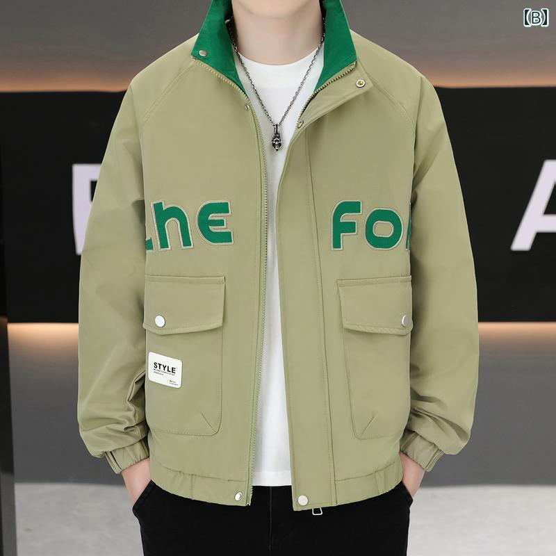 春 コーデ メンズ 服 シンプル ファッション オシャレ 大人 かっこいい 大きいサイズ ストリート 紳士服 ジャケット 韓国スタイル スリム スタンドカラー 薄手 ジャケット