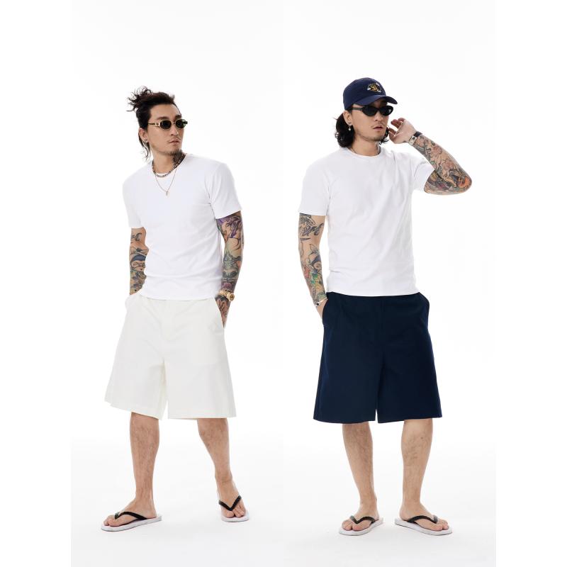 春 コーデ メンズ 服 シンプル ファッション オシャレ 大人 かっこいい 大きいサイズ ストリート 紳士服 インポート ハーフ カジュアル パンツ