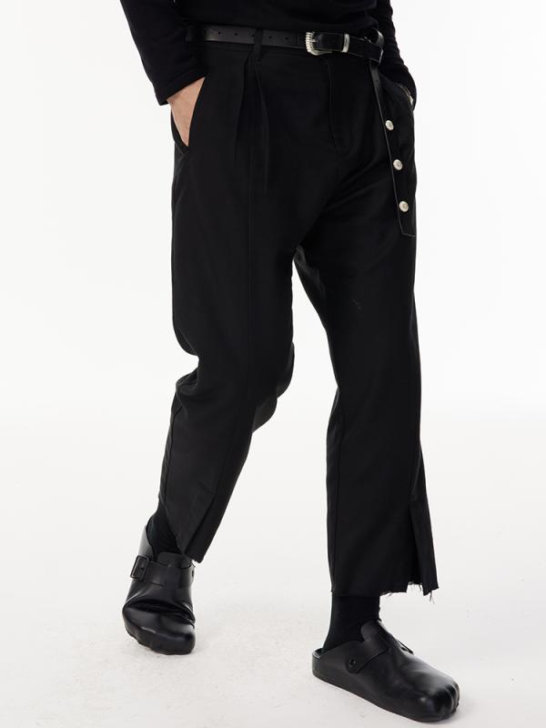 春 コーデ メンズ 服 シンプル ファッション オシャレ 大人 かっこいい 大きいサイズ ストリート 紳士服 春 ウール 混紡 九分丈 スーツ パンツ 黒 カジュアル