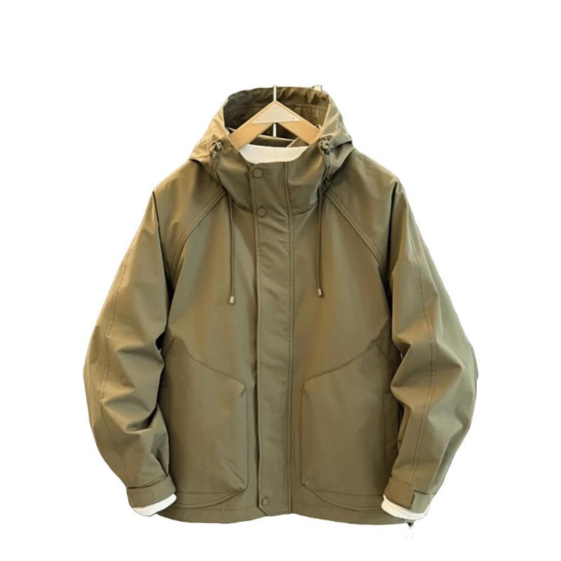 春 コーデ メンズ 服 シンプル ファッション オシャレ 大人 かっこいい 大きいサイズ ストリート 紳士服 ハイエンド ジャケット 春 コットンコート フード付き ワーク コットンジャケット