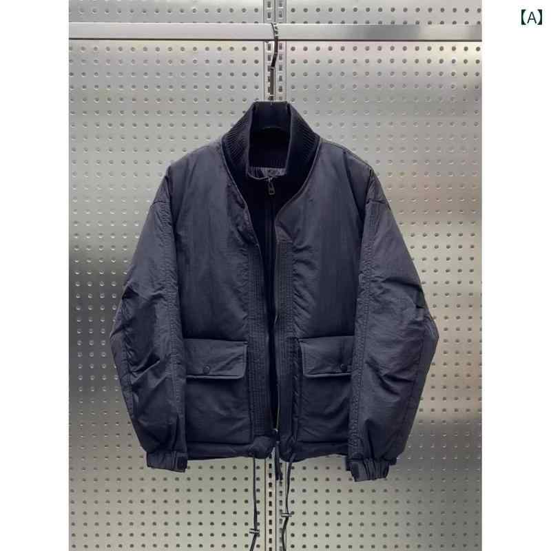 春 コーデ メンズ 服 シンプル ファッション オシャレ 大人 かっこいい 大きいサイズ ストリート 紳士服 冬 フェイク ツーピース スタンドカラー ダウン ジャケット 暖かい 厚手 ホワイトダックダウン