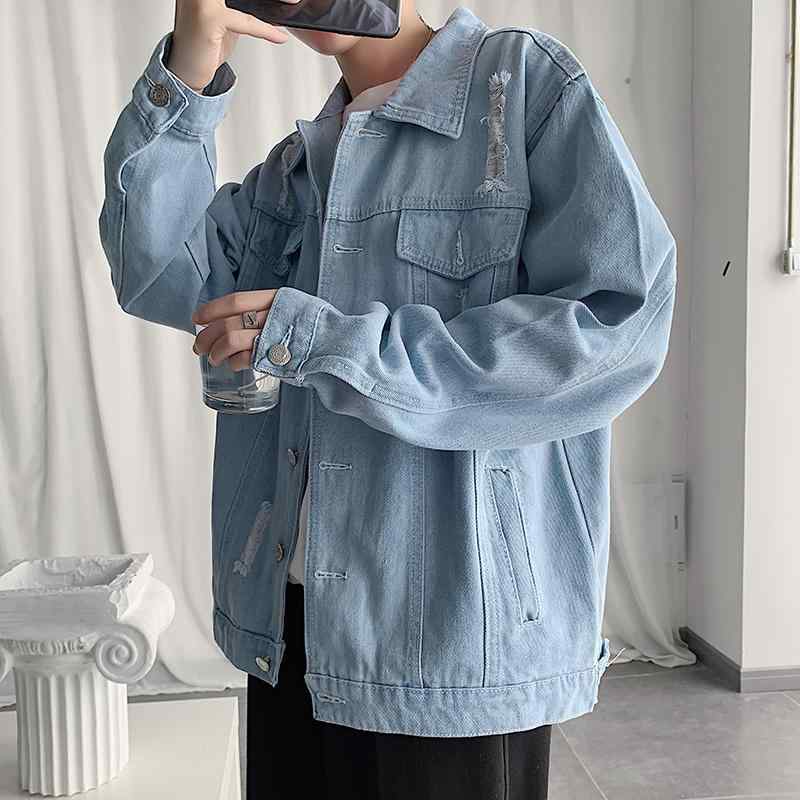 春 コーデ メンズ 服 シンプル ファッション オシャレ 大人 かっこいい 大きいサイズ ストリート 紳士服 レトロ デニム ジャケット 韓国スタイル リッピング ジャケット カジュアル