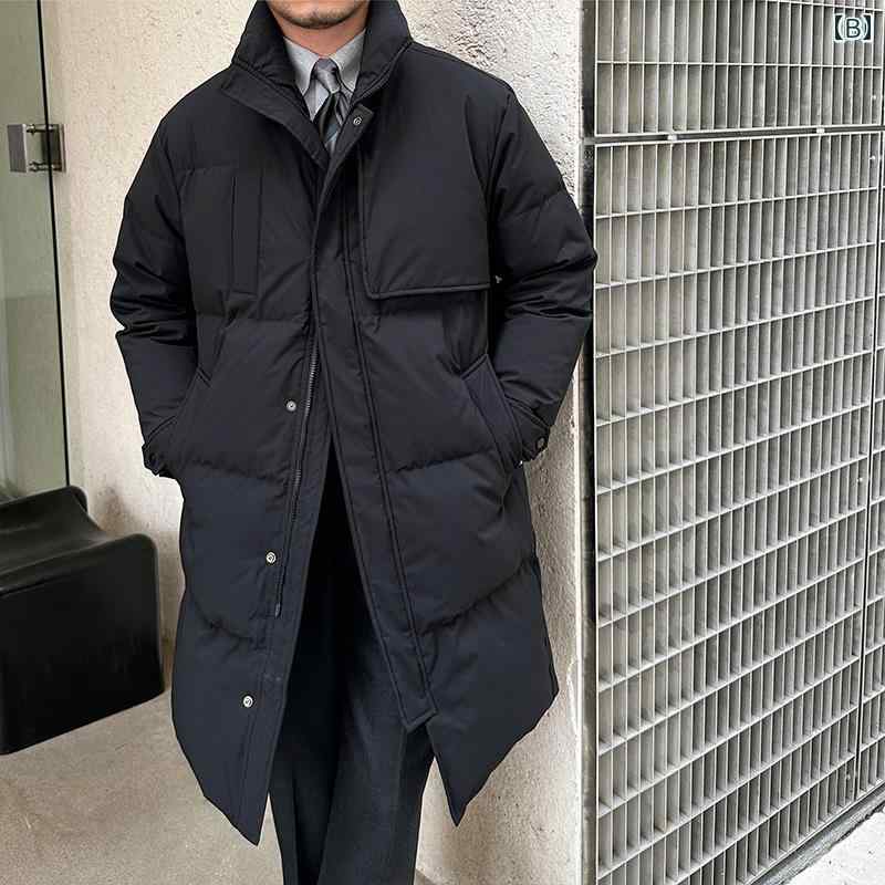 メンズ 用 服 シンプル ファッション オシャレ 大人 かっこいい 大きいサイズ ストリート 紳士服 冬 90 ベルベット スタンドカラー ロング コート 通勤 ファッション 暖かい ダウン