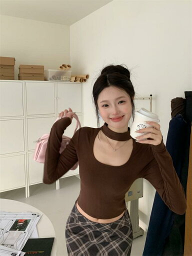 春 コーデ レディース ファッション オシャレ アイテム カワイイ 用 シンプル 大人カワイイ フレンチ ホルターネック T シャツ黒 トップス レディース 長袖 スリム インナー レイヤリング 春 コーデ レディース ファッション オシャレ アイテム カワイイ 用 シンプル 大人カワイイ フレンチ ホルターネック T シャツ黒 トップス レディース 長袖 スリム インナー レイヤリング
