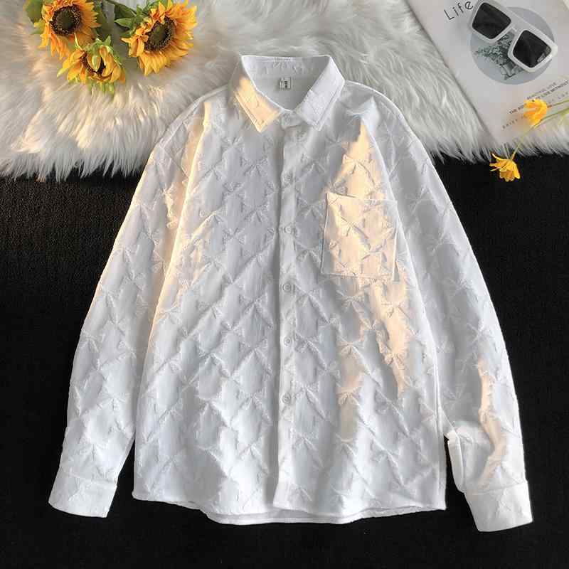 其它 - 春 コーデ メンズ 用 服 シンプル ファッション オシャレ 大人 かっこいい 大きいサイズ ストリート 紳士服 レディース ジャカード シャツ 長袖 カップル ウェア ドレープ