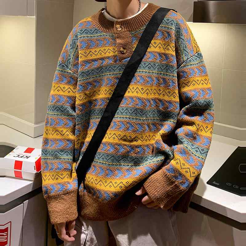 春 コーデ メンズ 用 服 シンプル ファッション オシャレ 大人 かっこいい 大きいサイズ ストリート 紳士服 レトロ エスニック カラー ブロック ボタン ...