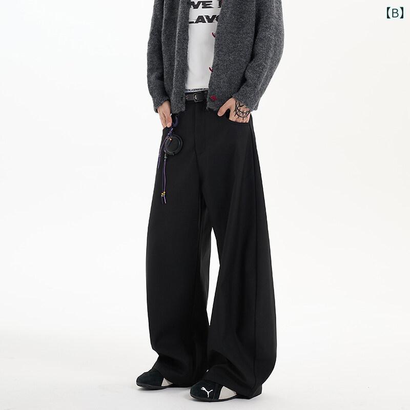 春 コーデ メンズ 用 服 シンプル ファッション オシャレ 大人 かっこいい 大きいサイズ ストリート 紳士服 レディース アメリカン クリーン フィットパンツ ハイエンド ワイド レッグ パンツ ドレープ カジュアル