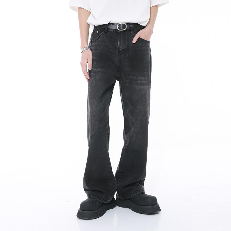 乐天商城 - 春 コーデ メンズ 用 服 シンプル ファッション オシャレ 大人 かっこいい 大きいサイズ ストリート 紳士服 韓国スタイル レトロ ウォッシュド ブラック グレー ジーンズ ミッドウエスト ワイド レッグ ストレート パンツ レディース