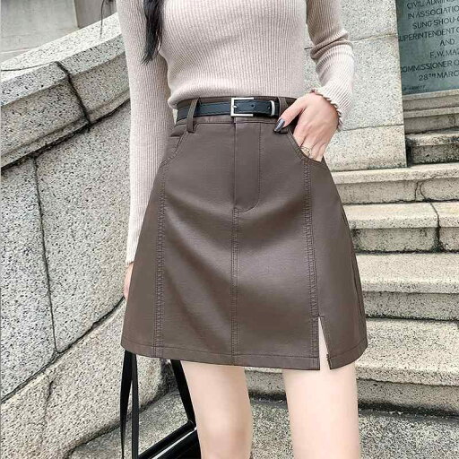 春 コーデ レディース ファッション オシャレ アイテム カワイイ 用 シンプル 大人カワイイ ブラウン PU スカート ハイウエスト Aライン スリムカート 春 コーデ レディース ファッション オシャレ アイテム カワイイ 用 シンプル 大人カワイイ ブラウン PU スカート ハイウエスト Aライン スリムカート