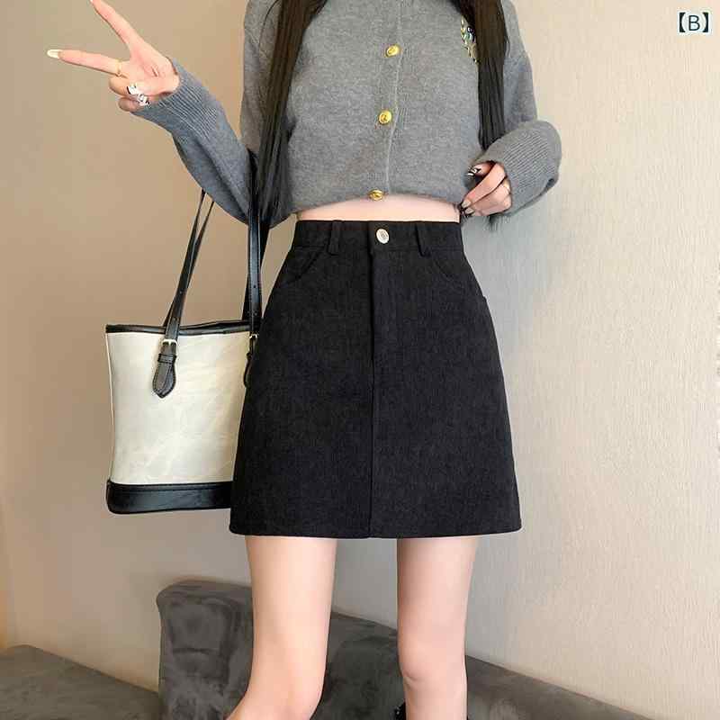 春 コーデ レディース ファッション オシャレ アイテム カワイイ 用 シンプル 大人カワイイ コーデュロイ スカート ハイウエスト スリム スカート カジュアル Aライン スカート