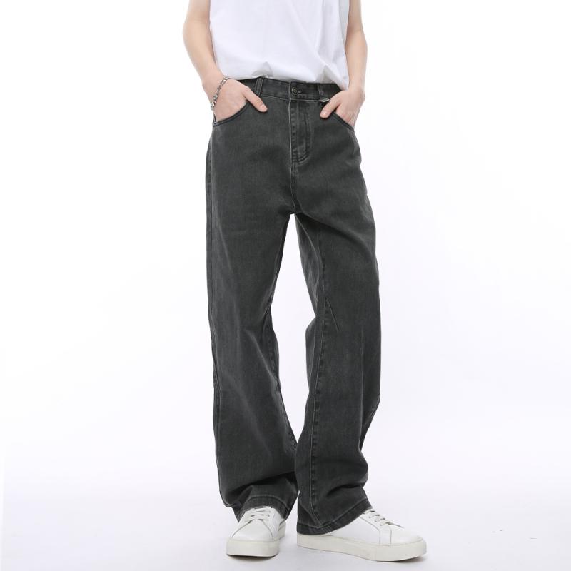 春 コーデ メンズ 用 服 シンプル ファッション オシャレ 大人 かっこいい 大きいサイズ ストリート 紳士服 韓国スタイル シンプル 黒 グレー ジーンズ レディース ミッドウエスト 立体 裁断 ストレート パンツ