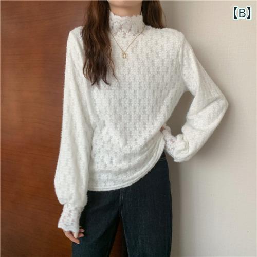 春 コーデ レディース ファッション オシャレ アイテム カワイイ 用 シンプル 大人カワイイ インナー トップス レース レイヤリング シャツ 長袖 シフォン シャツ 白