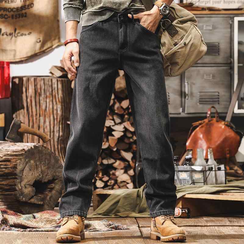 春 コーデ メンズ 用 服 シンプル ファッション オシャレ 大人 かっこいい 大きいサイズ ストリート 紳士服 アメリカン レトロ ブラック ジーンズ ワイド レッグ パンツ ウォッシュ ストレート カジュアル