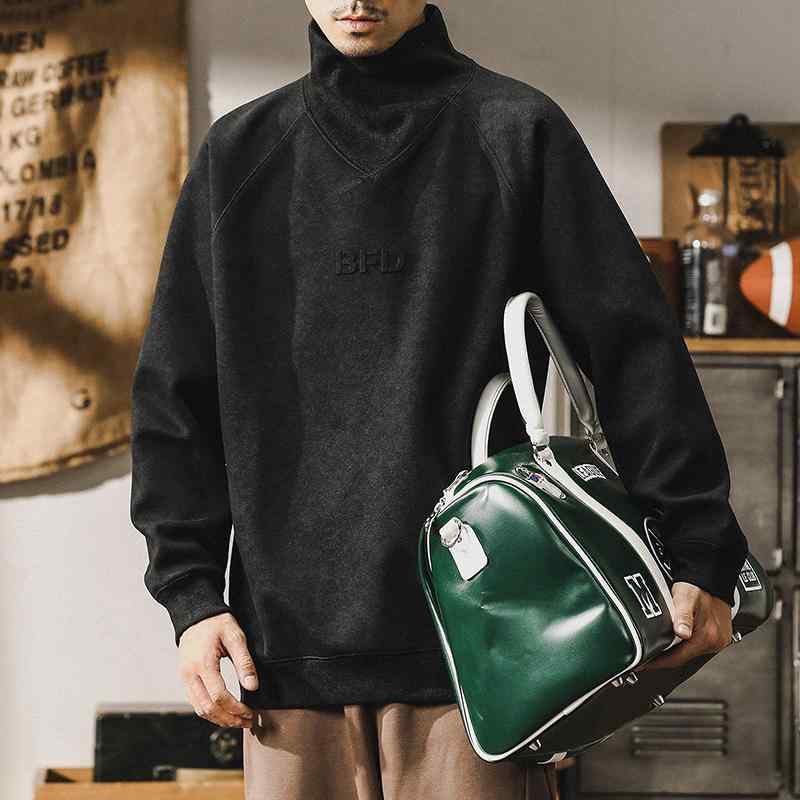 春 コーデ メンズ 用 服 シンプル ファッション オシャレ 大人 かっこいい 大きいサイズ ストリート 紳士服 アメリカン 厚手 タートルネック スウェット シャツ レトロ 立体 スタンプ カジュアル ジャケット