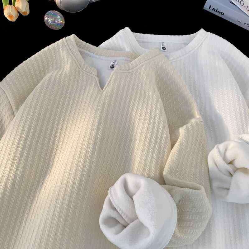乐天商城 - 春 コーデ メンズ 用 服 シンプル ファッション オシャレ 大人 かっこいい 大きいサイズ ストリート 紳士服 Vネック シャツ 厚手 インナーウェア 長袖 T
