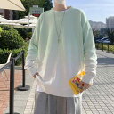 春 コーデ メンズ 用 服 シンプル ファッション オシャレ 大人 かっこいい 大きいサイズ ストリート 紳士服 グラデーション タイダイ柄 セーター カップル ウェア ラウンドネック
