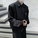 春 コーデ メンズ 用 服 シンプル ファッション オシャレ 大人 かっこいい 大きいサイズ ストリート 紳士服 ハイエンド 肩パッド入り ブレザー ブラック ジップアップ ジャケット シルエット トップス