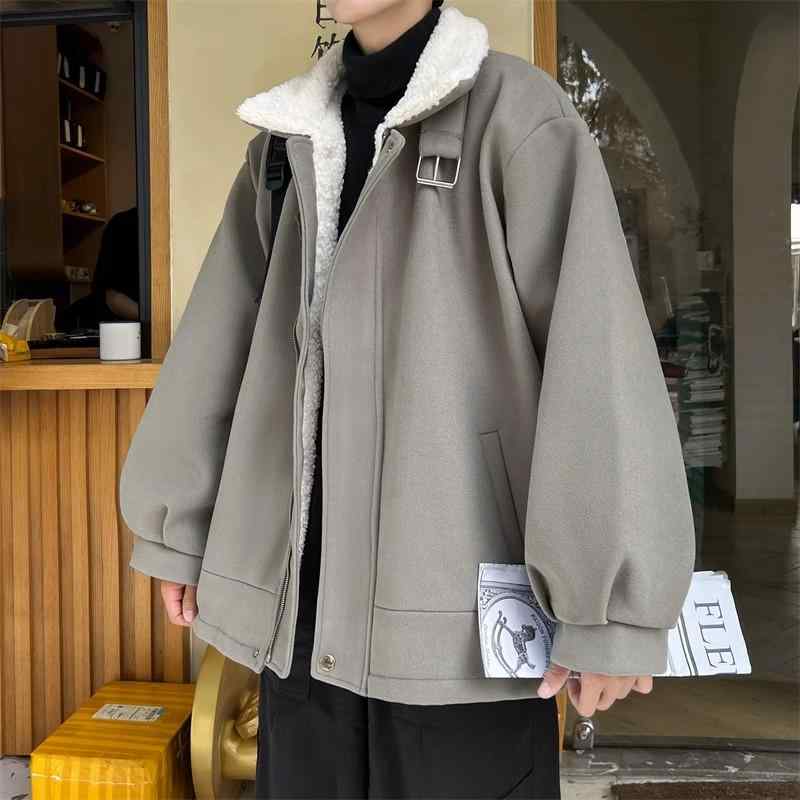 春 コーデ メンズ 用 服 シンプル ファッション オシャレ 大人 かっこいい 大きいサイズ ストリート 紳士服 コットンコート カップル ウェア ゆったり ラムウール コート カジュアル コットン ジャケット