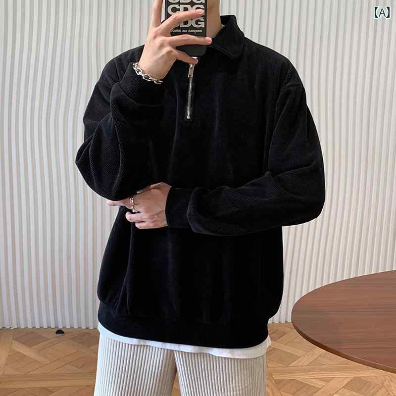 春 コーデ メンズ 用 服 シンプル ファッション オシャレ 大人 かっこいい 大きいサイズ ストリート 紳士服 ソリッドカラー プルオーバー スウェット シャツ 韓国スタイル シンプル カジュアル ポロ シャツ トップス