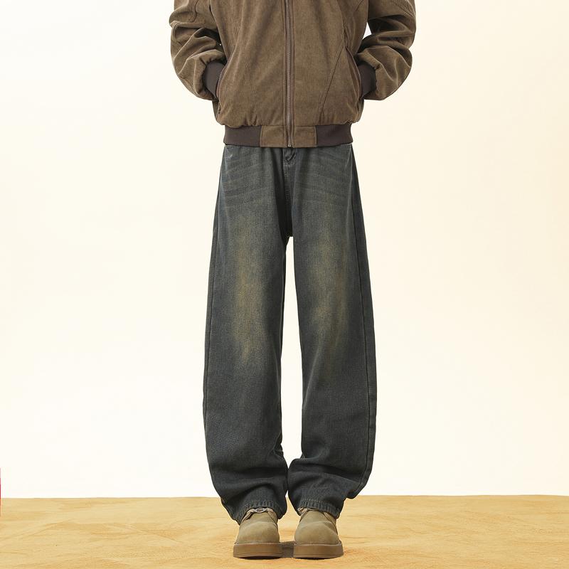 春 コーデ メンズ 用 服 シンプル ファッション オシャレ 大人 かっこいい 大きいサイズ ストリート 紳士服 レトロ ブルー 厚手 ジーンズ アメリカン ストリート パンツ ブーツ カット