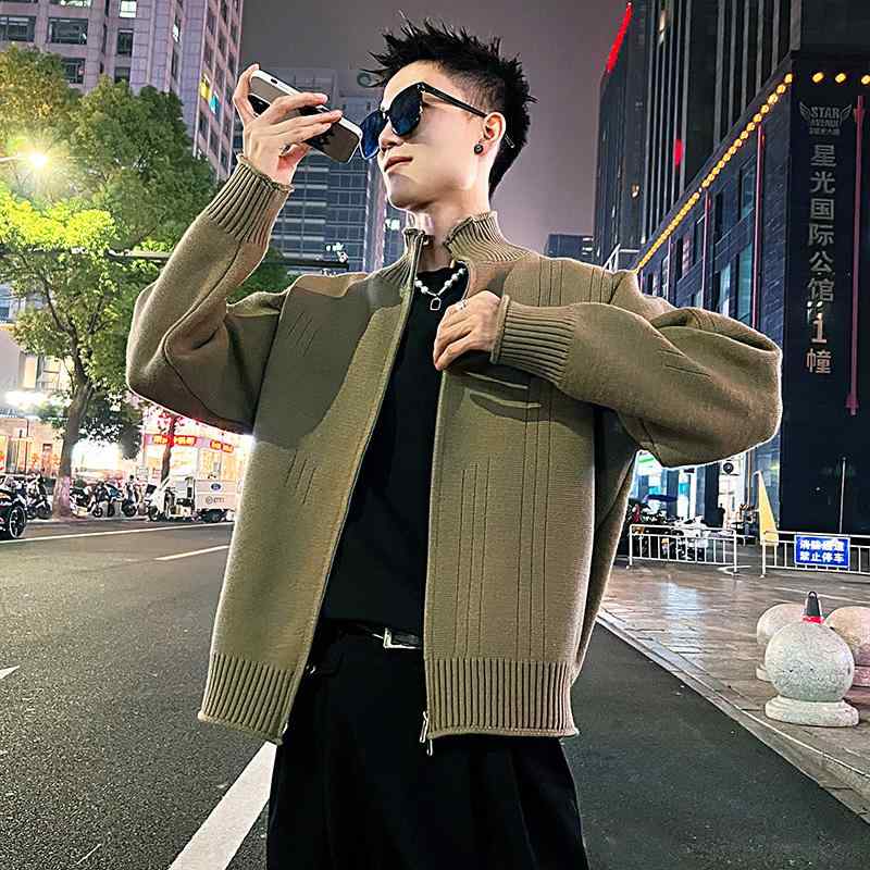Rakuten - 春 コーデ メンズ 用 服 シンプル ファッション オシャレ 大人 かっこいい 大きいサイズ ストリート 紳士服 ハイエンド スタンドカラー カーディガン セーター ジャケット