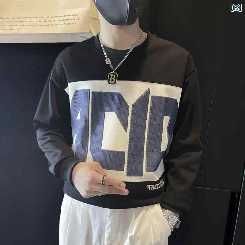 春 コーデ メンズ 用 服 シンプル ファッション オシャレ 大人 かっこいい 大きいサイズ ストリート 紳士服 ヘビー スウェット シャツ ラウンドネック 長袖 T シャツ トップス カジュアル ジャケット