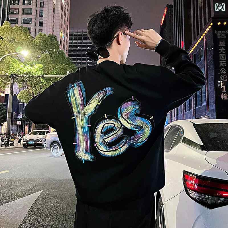 春 コーデ メンズ 用 服 シンプル ファッション オシャレ 大人 かっこいい 大きいサイズ ストリート 紳士服 ハイエンド プリントスウェット シャツ 長袖 T カジュアル ジャケット