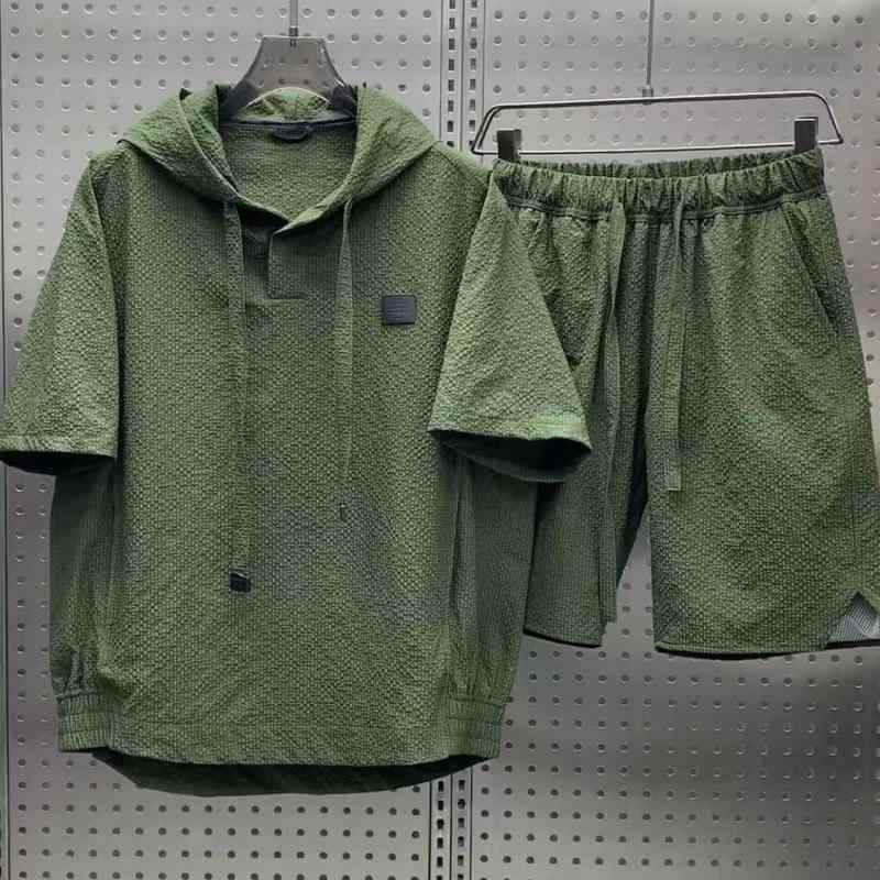 春 コーデ メンズ 用 服 シンプル ファッション オシャレ 大人 かっこいい 大きいサイズ ストリート 紳士服 薄手 日焼け防止 フード付き カジュアル スーツ 軽 ジャカード ソリッドカラー ツーピース