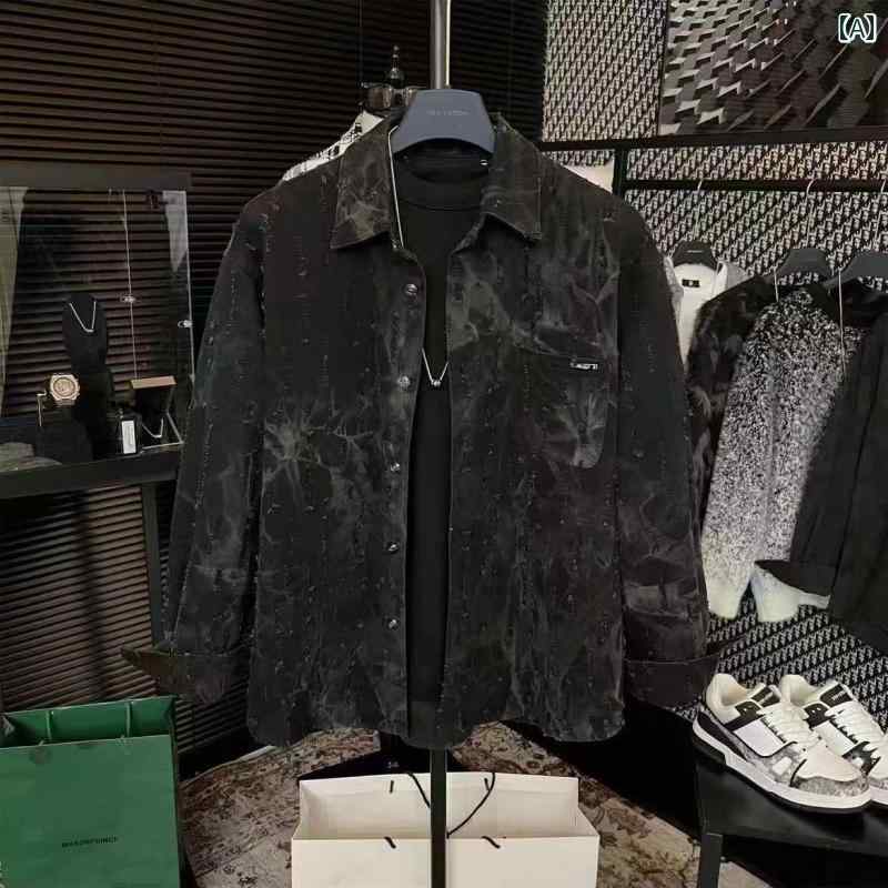 春 コーデ メンズ 用 服 シンプル ファッション オシャレ 大人 かっこいい 大きいサイズ ストリート 紳士服 プリント シャツ ジャケット ハイエンド 韓国スタイル カジュアル
