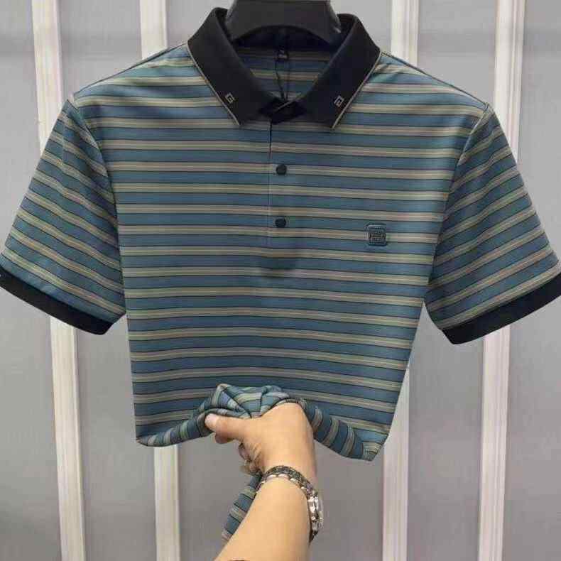 春 コーデ メンズ 用 服 シンプル ファッション オシャレ 大人 かっこいい 大きいサイズ ストリート 紳士服 ポロ シャツ 半袖 快適 カジュアル ハイエンド ビジネス ストライプ T シャツ