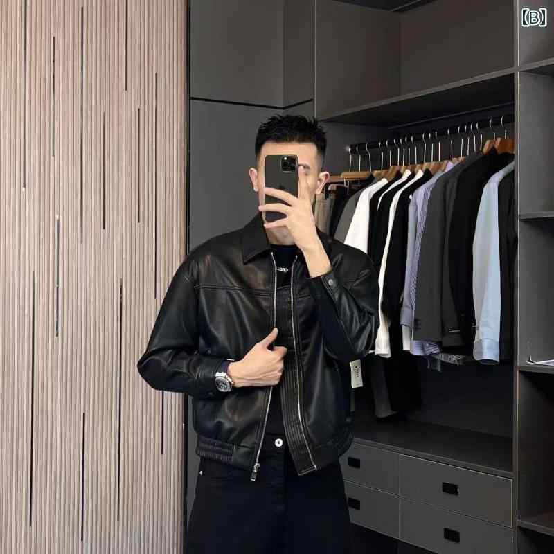 春 コーデ メンズ 用 服 シンプル ファッション オシャレ 大人 かっこいい 大きいサイズ ストリート 紳士服 バイク ジャケット カジュアル ソフト PU
