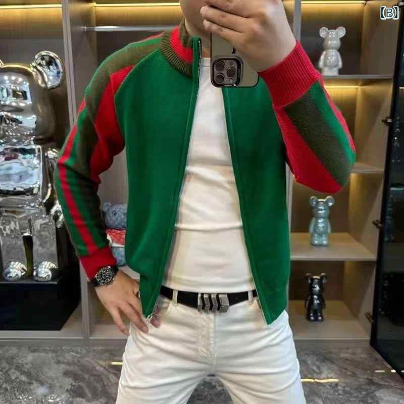 リコットの春 コーデ メンズ 用 服 シンプル ファッション オシャレ 大人 かっこいい 大きいサイズ ストリート 紳士服 スタンドカラー セーター ニットカーディガン カジュアル ジッパー ジャケット｜アングル3