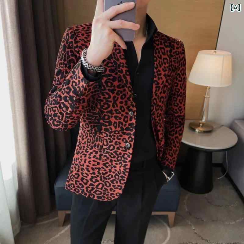 春 コーデ メンズ 用 服 シンプル ファッション オシャレ 大人 かっこいい 大きいサイズ ストリート 紳士服 ヒョウ柄 スーツ ジャケット カジュアル ハイエンド
