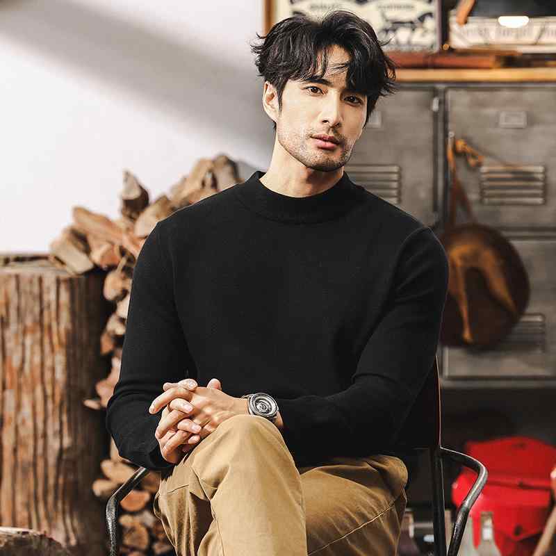 春 コーデ メンズ 用 服 シンプル ファッション オシャレ 大人 かっこいい 大きいサイズ ストリート 紳士服 ハーフ タートルネック カーディガン 厚手 暖かい セーター