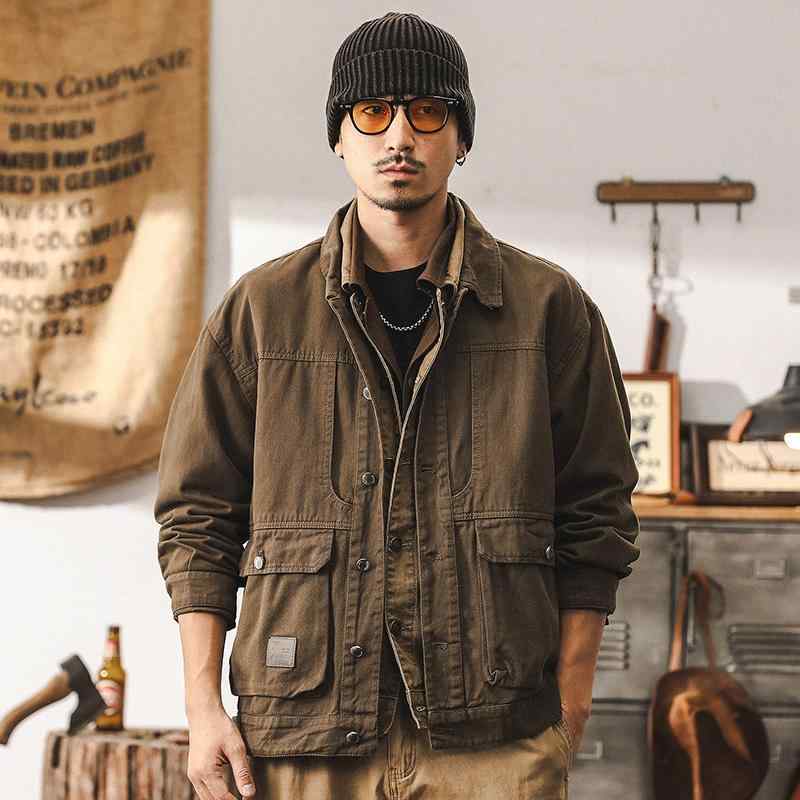 乐天商城 - 春 コーデ メンズ 用 服 シンプル ファッション オシャレ 大人 かっこいい 大きいサイズ ストリート 紳士服 アメリカン レトロ ヘビー ワーク ジャケット タフ ハンティング ジャケット 綿 カジュアル ジャケット
