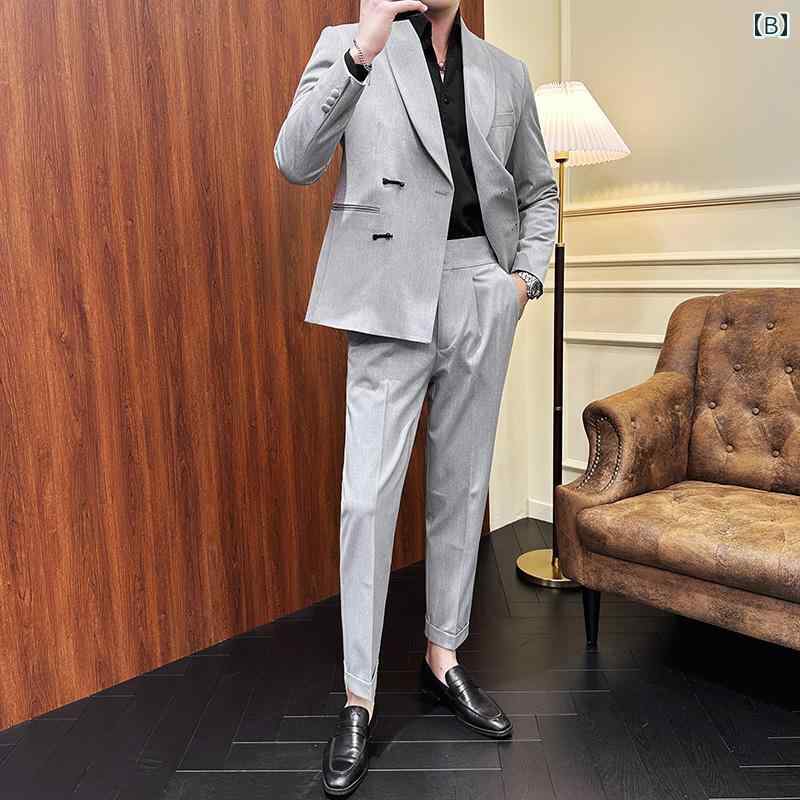 春 コーデ メンズ 用 服 シンプル ファッション オシャレ 大人 かっこいい 大きいサイズ ストリート 紳士服 カジュアル スーツ ツーピース 薄手 ズボン ハイエンド 長袖