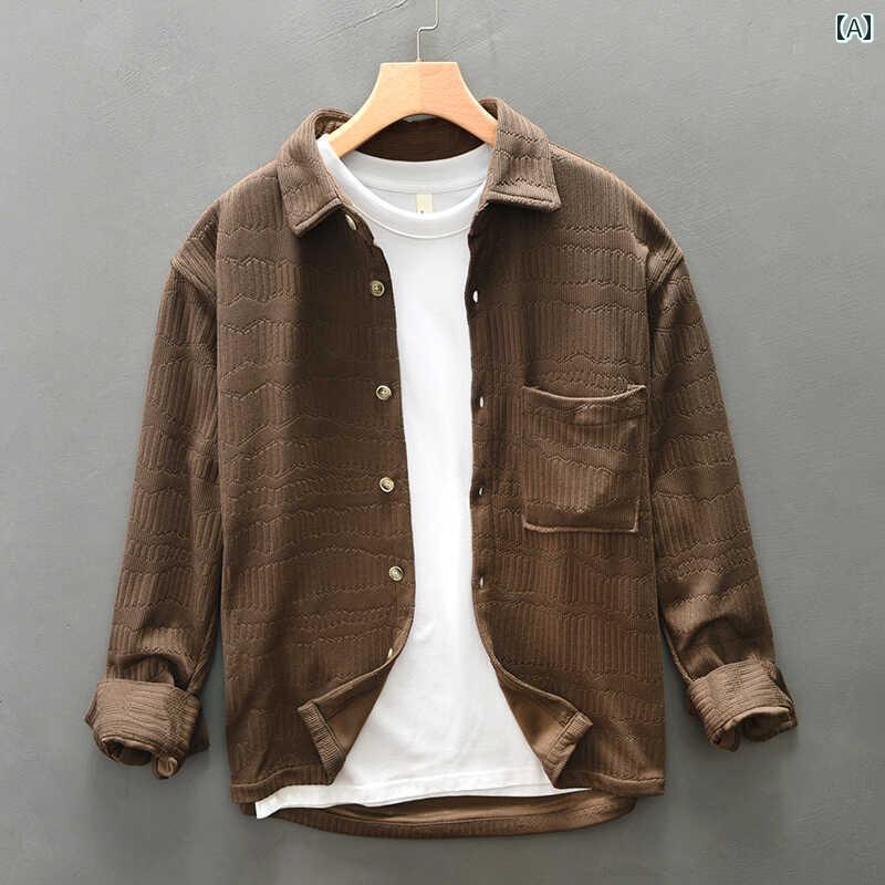 春 コーデ メンズ 用 服 シンプル ファッション オシャレ 大人 かっこいい 大きいサイズ ストリート 紳士服 ヘビー ニット 長袖 シャツ カジュアル 快適 ジャケット