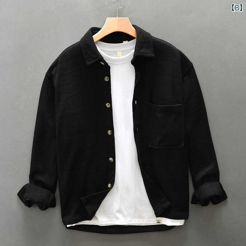 春 コーデ メンズ 用 服 シンプル ファッション オシャレ 大人 かっこいい 大きいサイズ ストリート 紳士服 ヘビー ニット 長袖 シャツ カジュアル 快適 ジャケット