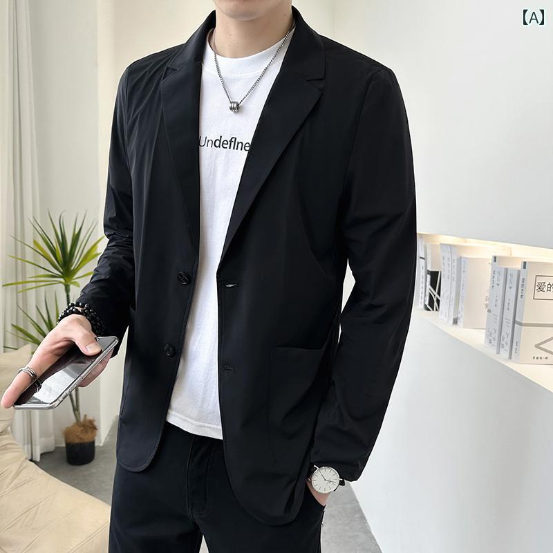 春 コーデ メンズ 用 服 シンプル ファッション オシャレ 大人 かっこいい 大きいサイズ ストリート 紳士服 スーツ スリム 韓国スタイル 日焼け防止 カジュアル ジャケット 単品 トップス