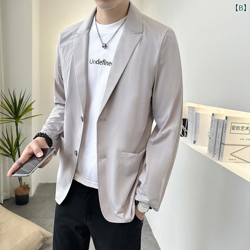 春 コーデ メンズ 用 服 シンプル ファッション オシャレ 大人 かっこいい 大きいサイズ ストリート 紳士服 スーツ スリム 韓国スタイル 日焼け防止 カジュアル ジャケット 単品 トップス