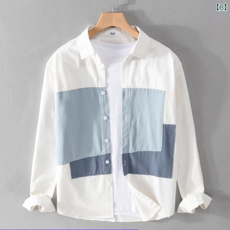 春 コーデ メンズ 用 服 シンプル ファッション オシャレ 大人 かっこいい 大きいサイズ ストリート 紳士服 シャツ 長袖 韓国スタイル カジュアル 白 ジャケット