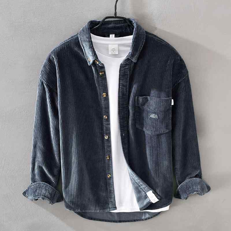 Other - 春 コーデ メンズ 用 服 シンプル ファッション オシャレ 大人 かっこいい 大きいサイズ ストリート 紳士服 アメリカン レトロ カーキ コーデュロイ シャツ 長袖 厚手 ジャケット