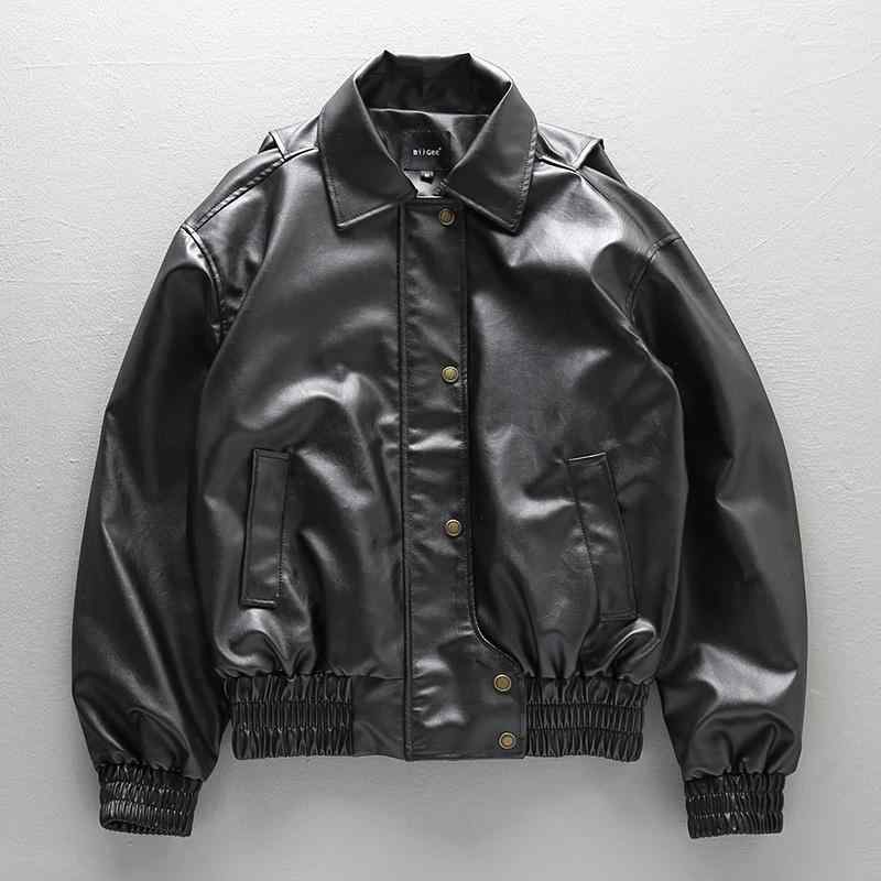 春 コーデ メンズ 用 服 シンプル ファッション オシャレ 大人 かっこいい 大きいサイズ ストリート 紳士服 アメリカン レトロ カジュアル ジャケット ライダース スーツ パイロット PU ジャケット(4.0)