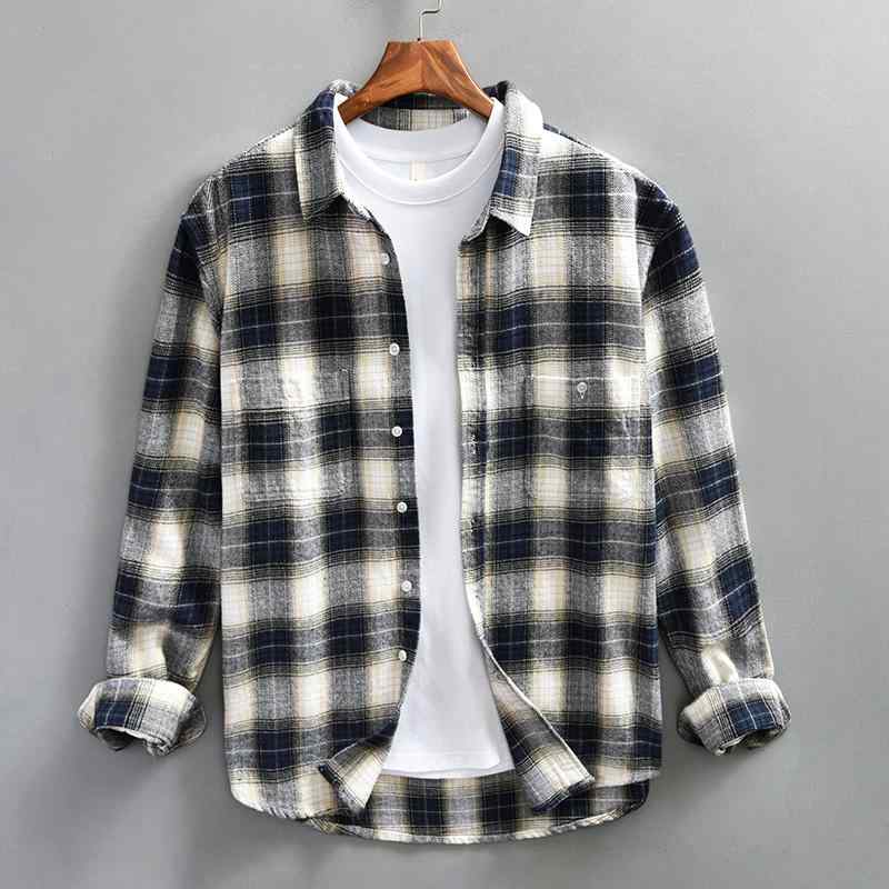 乐天商城 - 春 コーデ メンズ 用 服 シンプル ファッション オシャレ 大人 かっこいい 大きいサイズ ストリート 紳士服 ヴィンテージ チェック柄 シャツ ハイエンド 長袖 カジュアル カップル ウェア ワーク シャツ ジャケット