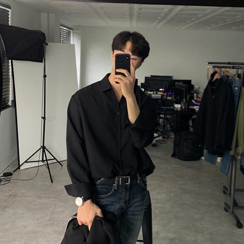 春 コーデ メンズ 用 服 シンプル ファッション オシャレ 大人 かっこいい 大きいサイズ ストリート 紳士服 韓国スタイル カジュアル シャツ ゆったり 長袖ドレープ 無地 ボトムス