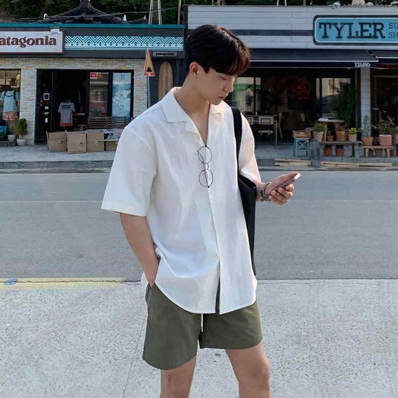 Rakuten - 春 コーデ メンズ 用 服 シンプル ファッション オシャレ 大人 かっこいい 大きいサイズ ストリート 紳士服 半袖 シャツ 韓国スタイル ハイエンド ビジネス ゆったり カジュアル シンプル 白 シャツ