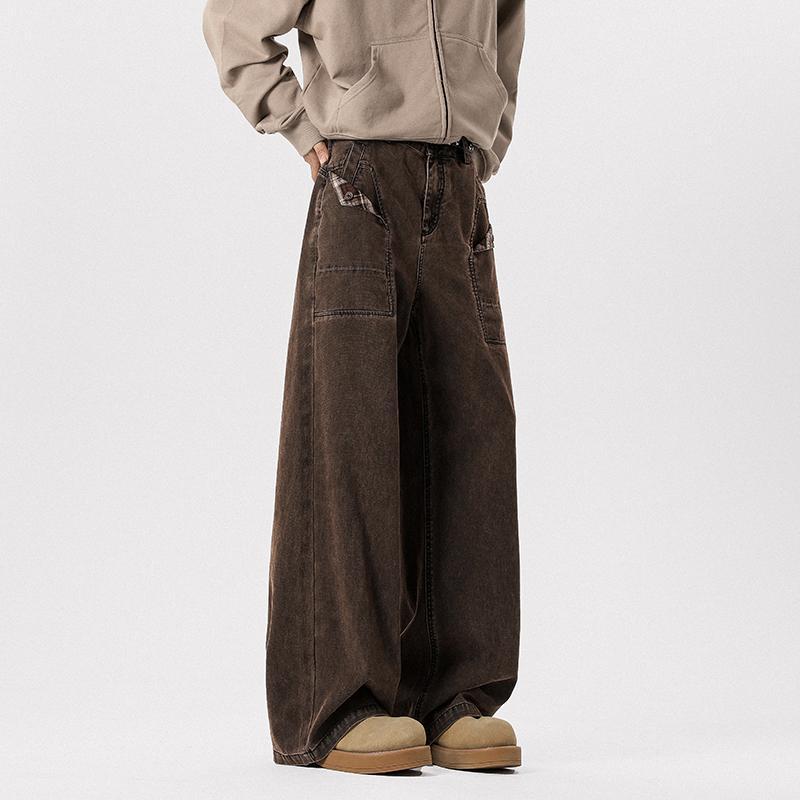 春 コーデ メンズ 用 服 シンプル ファッション オシャレ 大人 かっこいい 大きいサイズ ストリート 紳士服 クリーン フィット ワーク ジーンズ アメリカン ストリート パンツ ワイド レッグ ストレート