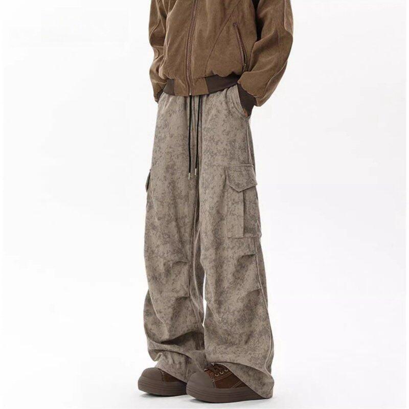 春 コーデ メンズ 用 服 シンプル ファッション オシャレ 大人 かっこいい 大きいサイズ ストリート 紳士服 アメリカン マーブル コーデュロイ カジュアル パンツ ゆったり プリーツ ワイド