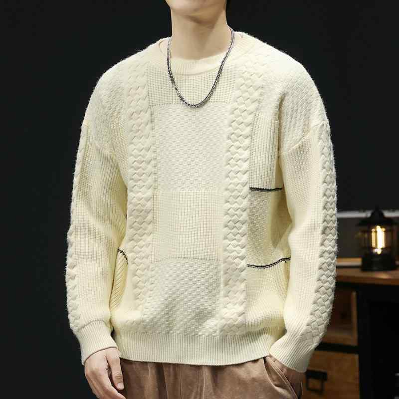 乐天商城 - 春 コーデ メンズ 用 服 シンプル ファッション オシャレ 大人 かっこいい 大きいサイズ ストリート 紳士服 セーター ラウンドネック ストライプ ニット